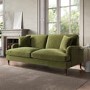 Olive Green Velvet 3 Seater Sofa - Payton