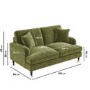 Olive Green Velvet 2 Seater Sofa - Payton