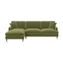 Olive Green Velvet Left Hand Facing 4 Seater Corner Sofa - Payton