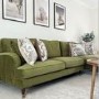 Olive Green Velvet Left Hand Facing 4 Seater Corner Sofa - Payton