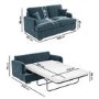 Blue Velvet Pull Out Sofa Bed - Seats 2 - Payton