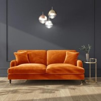 Orange Velvet 3 Seater Sofa - Payton