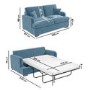 Light Blue Velvet Pull Out Sofa Bed - Seats 2 - Payton