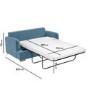 ONLY OPENED - 2 Seater Pull-Out Sofa Bed in Light Blue Velvet - Payton