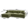 Left Hand Corner Sofa and Footstool Set in Green Velvet - August