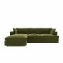 Olive Green Velvet Left Hand 4 Seater Corner Sofa - August