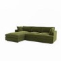 Olive Green Velvet Left Hand 4 Seater Corner Sofa - August