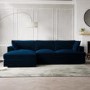 Left Hand Corner Sofa and Footstool Set in Navy Velvet - August