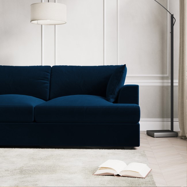 Navy Velvet Left Hand 4 Seater Corner Sofa - August