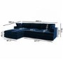 Left Hand Corner Sofa and Footstool Set in Navy Velvet - August