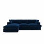 Navy Velvet Left Hand 4 Seater Corner Sofa - August