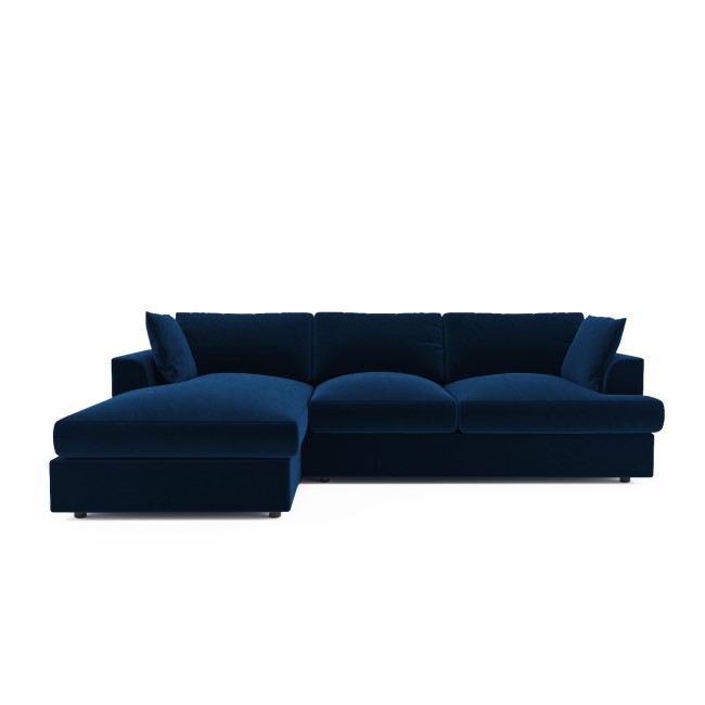 Navy Velvet Left Hand 4 Seater Corner Sofa - August