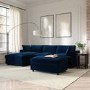 Navy Velvet Left Hand 4 Seater Corner Sofa - August