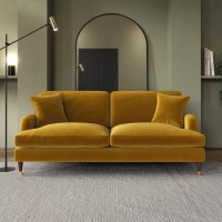 Mustard Velvet 3 Seater Sofa - Payton