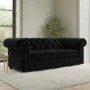 Black Velvet Chesterfield Pull Out Sofa Bed - Seats 3 - Bronte