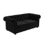 Black Velvet Chesterfield Pull Out Sofa Bed - Seats 3 - Bronte