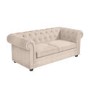 Beige Fabric Chesterfield Pull Out Sofa Bed - Seats 3 - Bronte