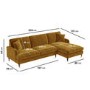 Mustard Velvet Right Hand Facing 4 Seater Corner Sofa - Payton