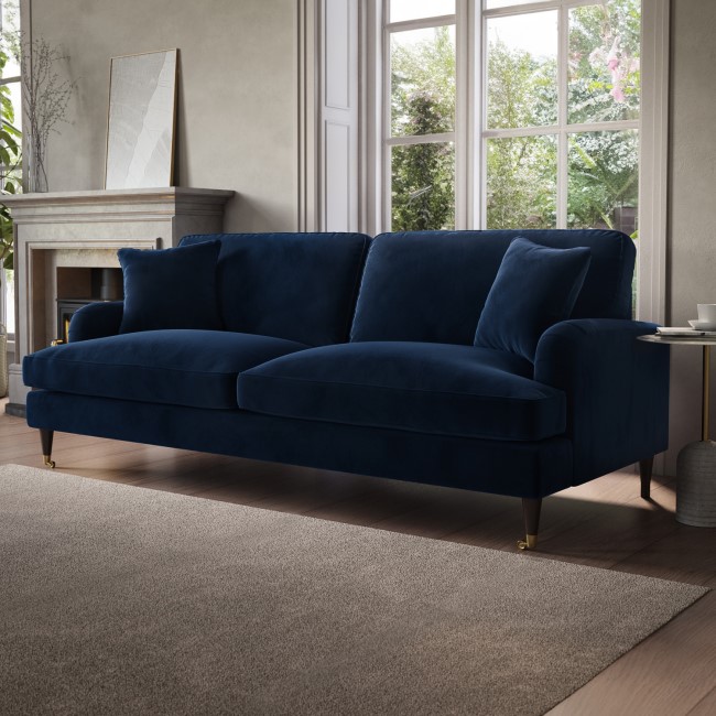 Navy Velvet 4 Seater Sofa - Payton