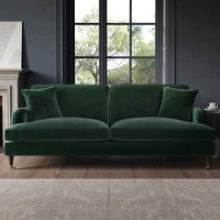 Dark Green Velvet 4 Seater Sofa - Payton