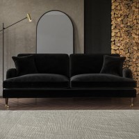 Black Velvet 4 Seater Sofa - Payton