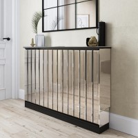 Narrow Mirrored Radiator Cover with Black Detail - 124cm - Sophia