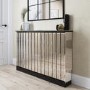 Narrow Mirrored Radiator Cover with Black Detail - 124cm - Sophia