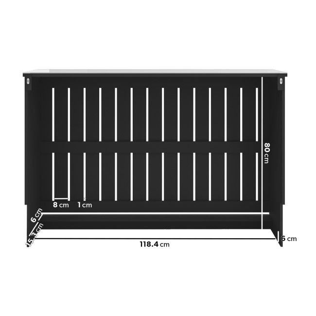 Narrow Mirrored Radiator Cover with Black Detail - 124cm - Sophia