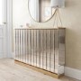 Narrow Mirrored Radiator Cover with Gold Detail - 124cm - Sophia