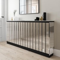 Narrow Mirrored Radiator Cover with Black Detail - 152cm - Sophia