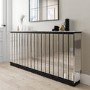 Narrow Mirrored Radiator Cover with Black Detail - 152cm - Sophia