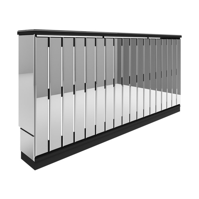 Narrow Mirrored Radiator Cover with Black Detail - 152cm - Sophia