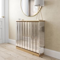 Narrow Mirrored Radiator Cover with Gold Detail - 78cm - Sophia