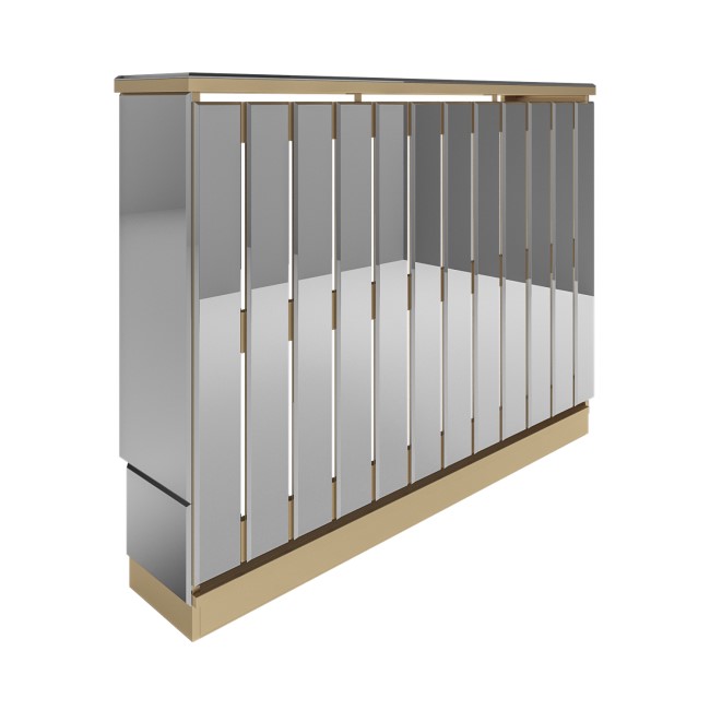 Narrow Mirrored Radiator Cover with Gold Detail - 111cm - Sophia