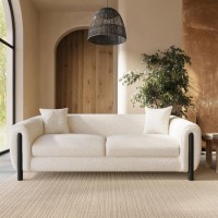 Cream Teddy Curved 3 Seater Sofa - Sierra