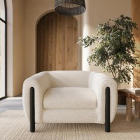 Cream Teddy Curved Armchair - Sierra