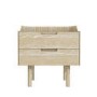 Light Wood Mid-Century Modern 2 Drawer Bedside Table - Saskia