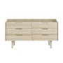 ONLY OPENED - Mid-Century Modern Wide Chest of 6 Drawers with Legs in Light Wood - Saskia