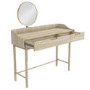 Light Wood Mid-Century Modern Dressing Table with Mirror and Drawers - Saskia