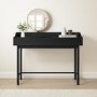 Black Mid-Century Modern Dressing Table with Mirror and Drawers - Saskia