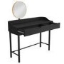 Black Mid-Century Modern Dressing Table with Mirror and Drawers - Saskia