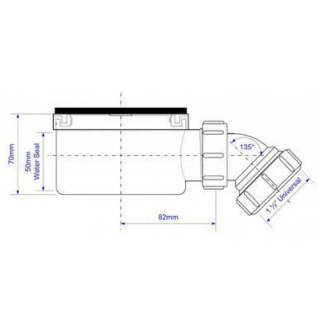 McAlpine 90mm x 50mm Water Seal Shower Trap with 1½" Outlet