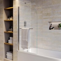 Chrome Hinged Shower Bath Screen with Towel Rail 1450 x 775mm - Taurus