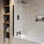 Freestanding Shower Bath Single Ended Left Hand Corner with Black Bath Screen 1650 x 800mm - Amaro