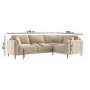 Beige Velvet 3 Seater Right Hand Corner Sofa - Tahlia