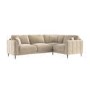 Beige Velvet 3 Seater Right Hand Corner Sofa - Tahlia