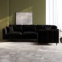 Black Velvet 3 Seater Corner Sofa - Tahlia