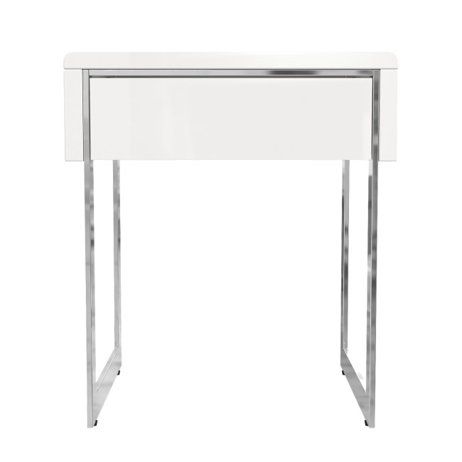 Rectangular White Gloss Side Table with Storage - Tiffany