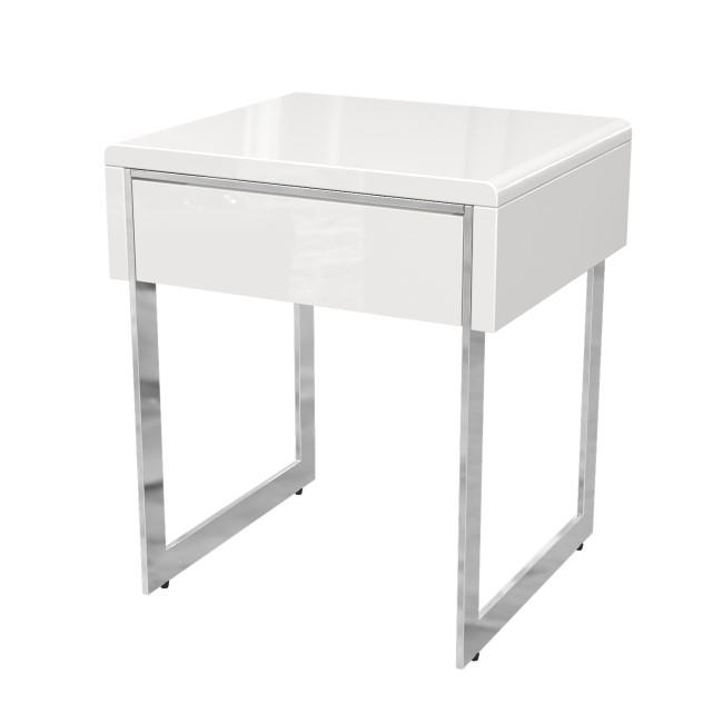 Rectangular White Gloss Side Table with Storage - Tiffany