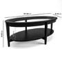 ONLY OPENED - Large Oval Black Wood Coffee Table with Glass Top - Toula